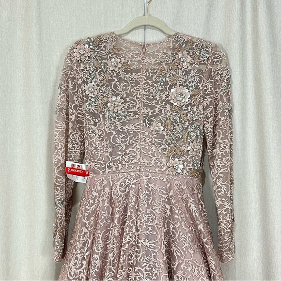 NWT Mac Duggal EMBELLISHED ILLUSION LONG SLEEVE A LINE GOWN Sz 4 Wedding Prom - Picture 11 of 16